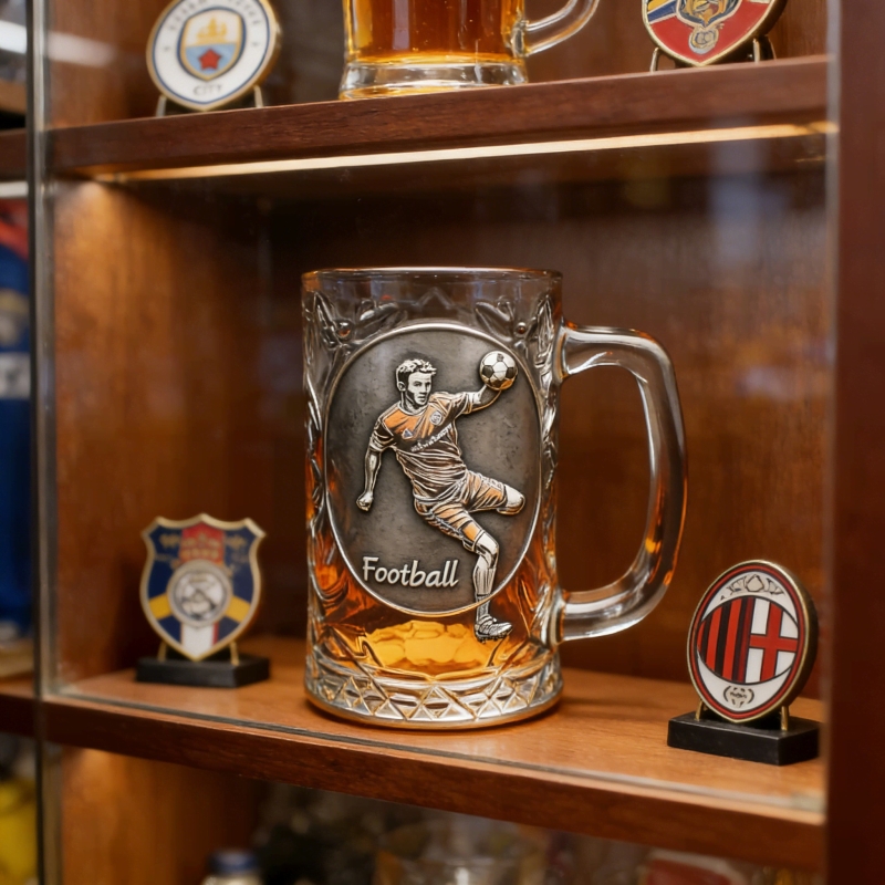 World Cup Themed Glass Beer Cup New Design Space-Saving Stein for Home Bar Storage