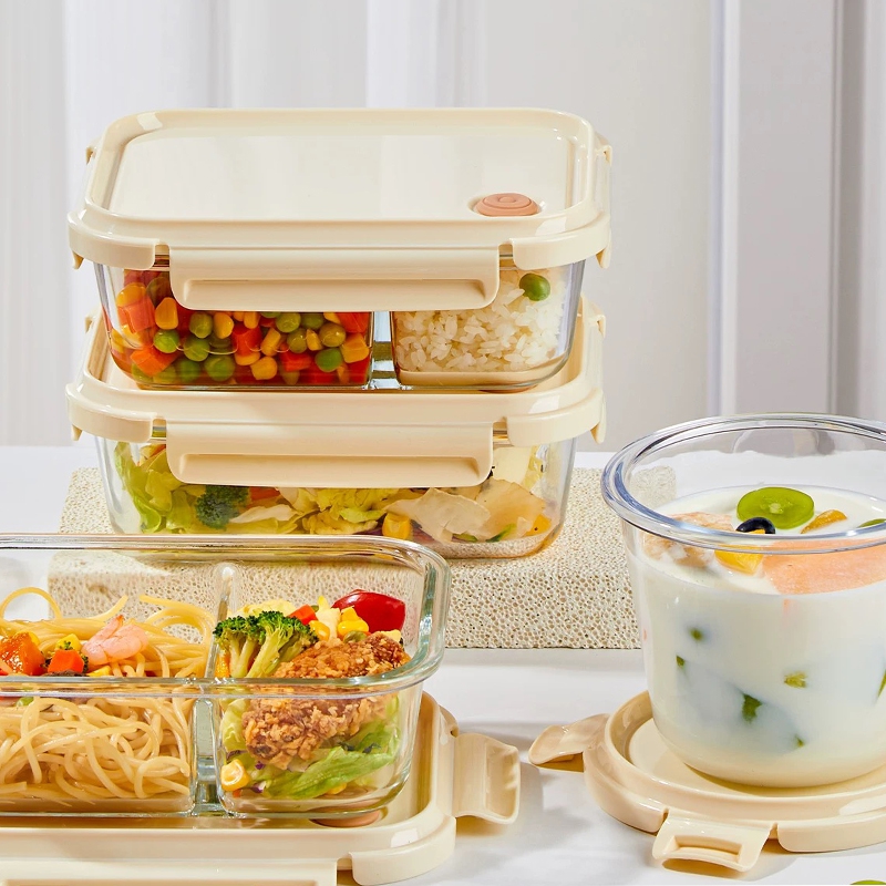  Lunch Box With Lid Crisper Bowl sealed Bento Box Lunch Glass Crisper