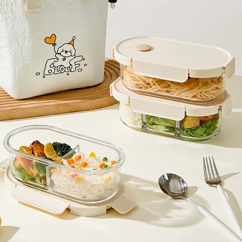Eco-friendly Glass Bento Lunch Box Set Dishwasher Safe with Leak-Proof Cover Bowls 