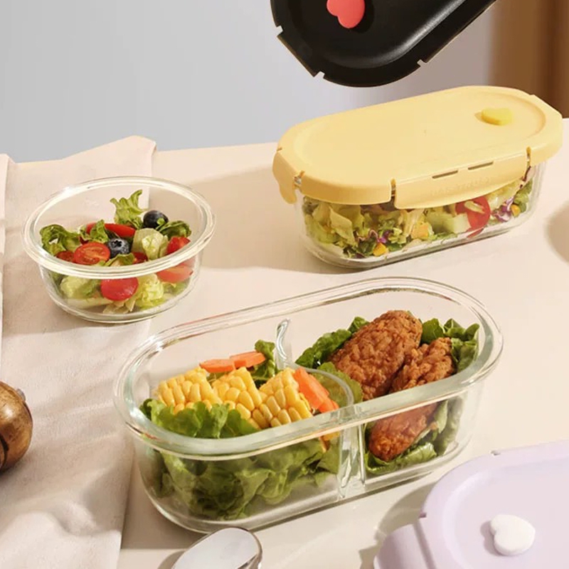 Fresh-keeping Box High Borosilicate Glass Kitchen Sealed Lunch Microwave Heated Office Storage Healthy Student