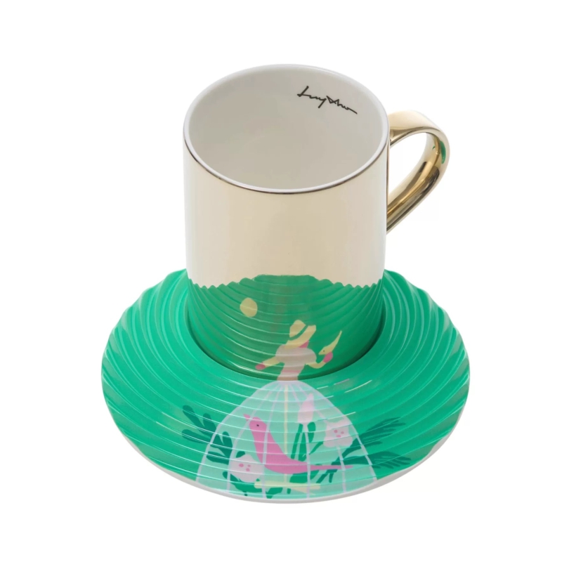 New Arrival Special Creative Reflective Plating Mirror Porcelain Ceramic Tea Latte Coffee Cup and Saucer Sets