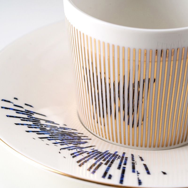 Pattern Mirror Luxury Coffee Tea Cup Ceramic Cups and Saucer Set