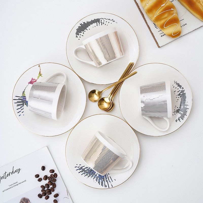 Creative Mirror Cup&Saucer Porcelain Gold Coffee Tea Set