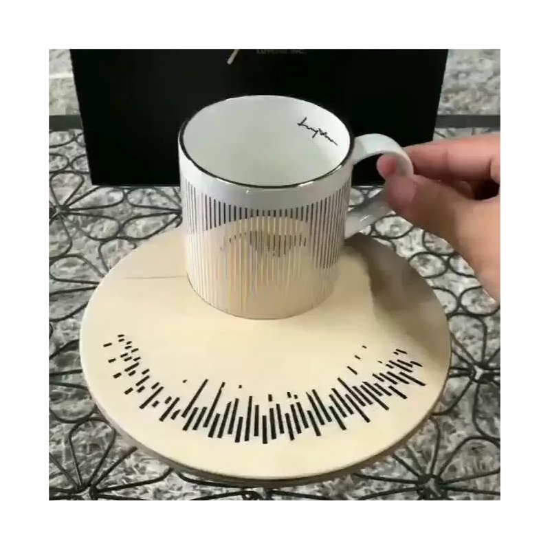 European Style Reflection Leopard Ceramic Coffee Mug With Dish Home Gold Silver Titanium Mirror Coffee Saucer Cup Set