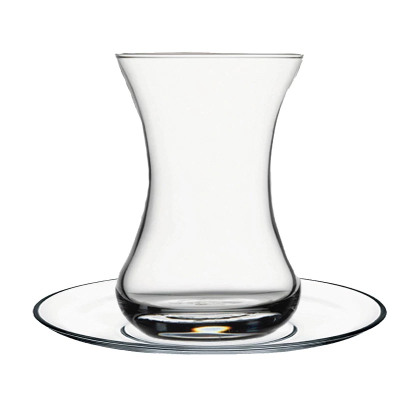 Turkey Glass Black Tea Ramadan Crystal Cup and Saucer Tea Set Gift Factory Wholesaler