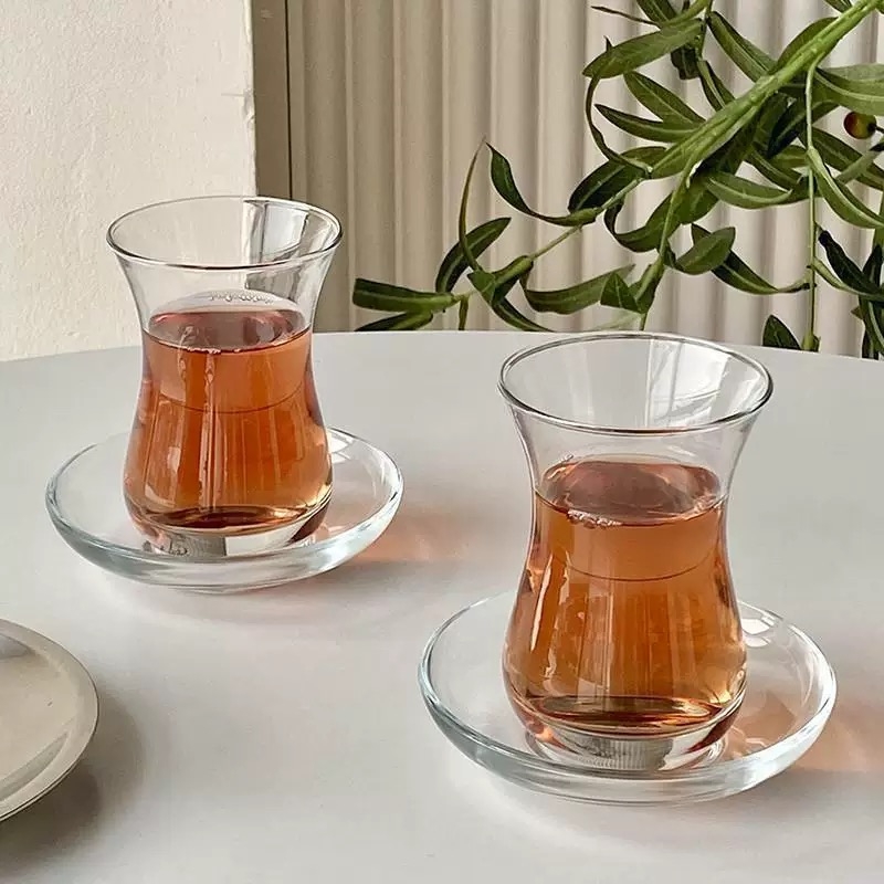 Customizable Royal Glass Black Tea Cup Luxury Arabic Middle East Style Turkish Gift 