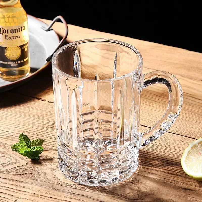 Thicken Strong Unbreakable Beer Mugs Glass Steins Soft Drinks Glass Cup Beer Glass with Handle
