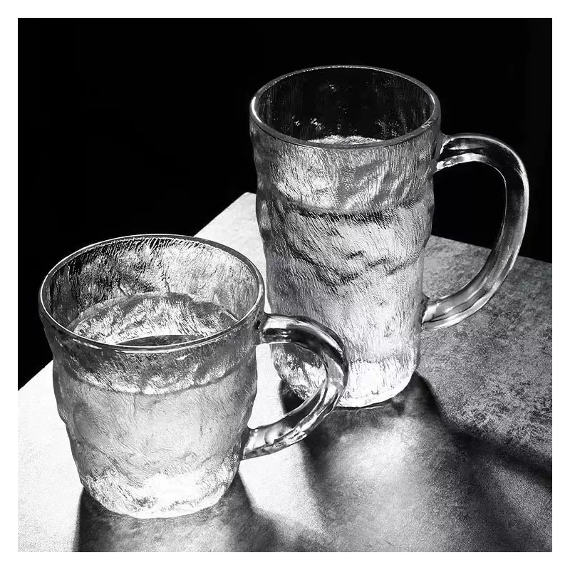 Drinking Cold Drink Mug Coffee Frosted Glass Cup with Handgrip Transparent Breakfast Household Glacier Cup with Handle