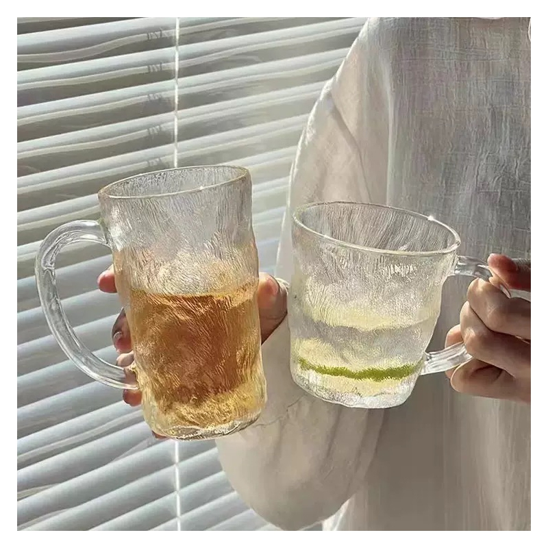 Wholesale Beer Glass Cup Hammer Pattern glassware Clear High Quality Mugs Beer Glass Cup