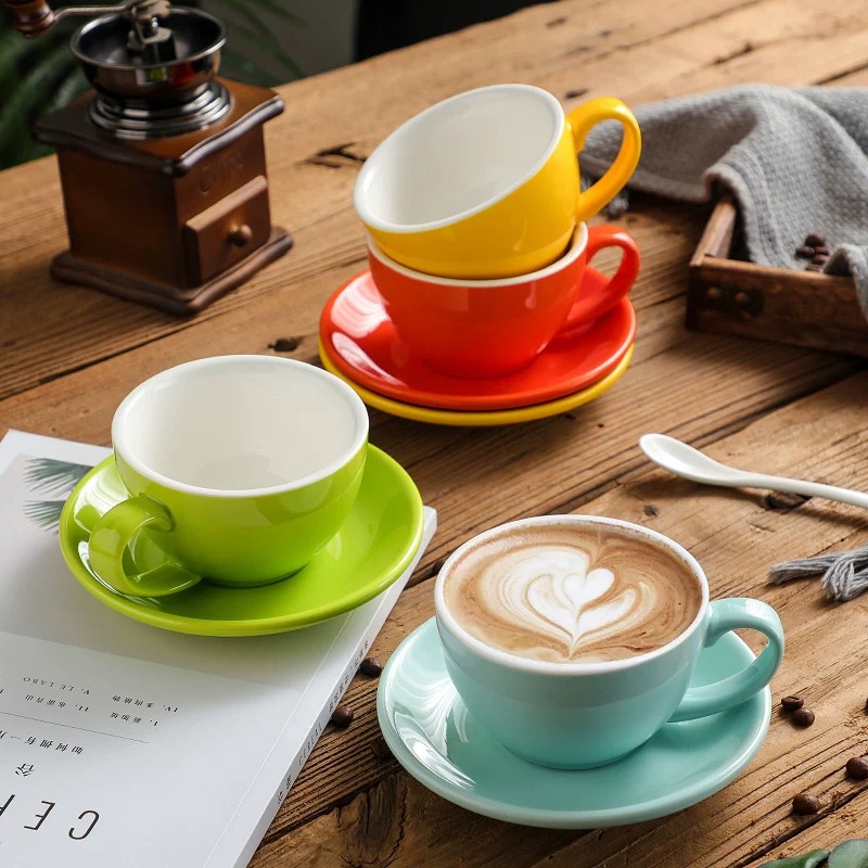 Wholesale Exquisite Light Luxury Embossed Ceramic Espresso Cup Coffee Cups and Saucer Home Tea Cup