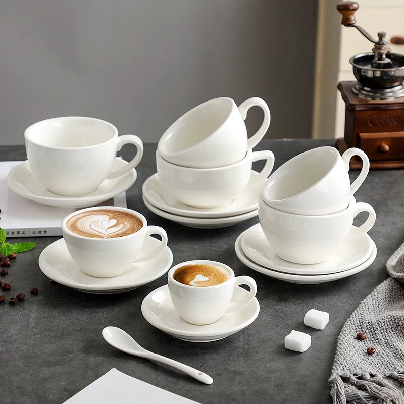 Coffee Tea & Espresso Supplies Cappuccino White Restaurant Cup Custom Logo Ceramic Cups Set