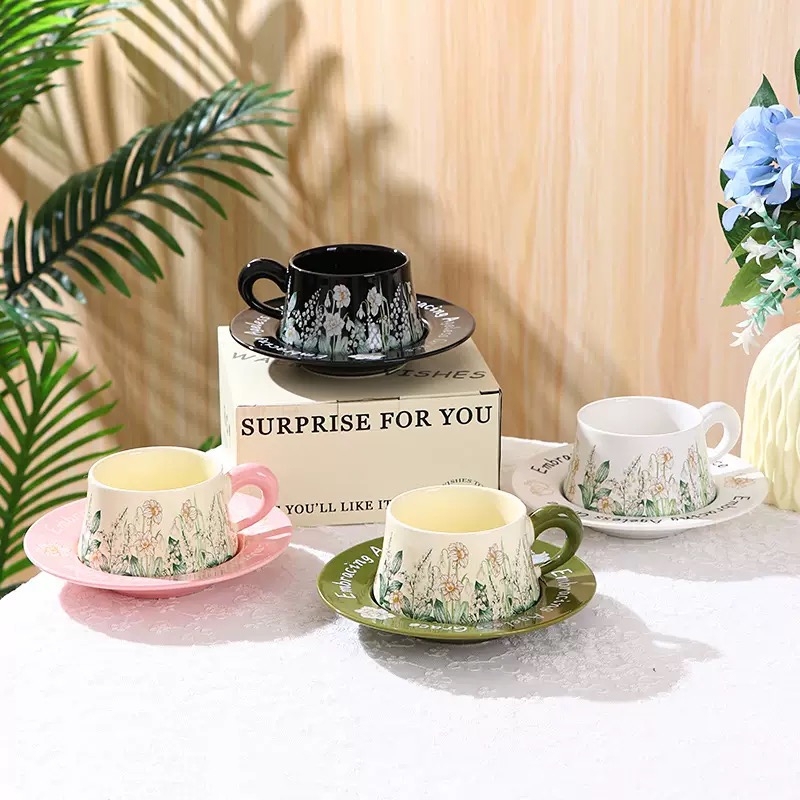 Quality Solid Color Coffee Cup 300ML Large Capacity Ceramic Espresso Coffee Cup