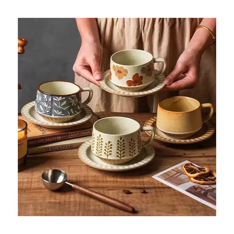 Europe English Ceramic Afternoon Teacup Coffee Cup with Saucer