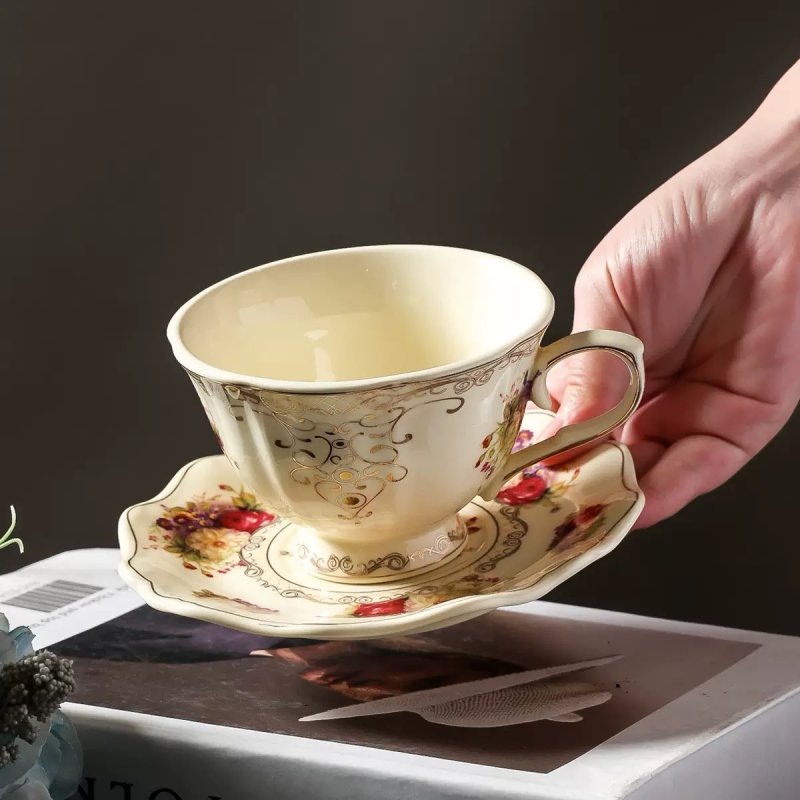 Coffee Latte Cup Set Mini Porcelain Espresso Cappuccino Latte Cup Saucers Sets