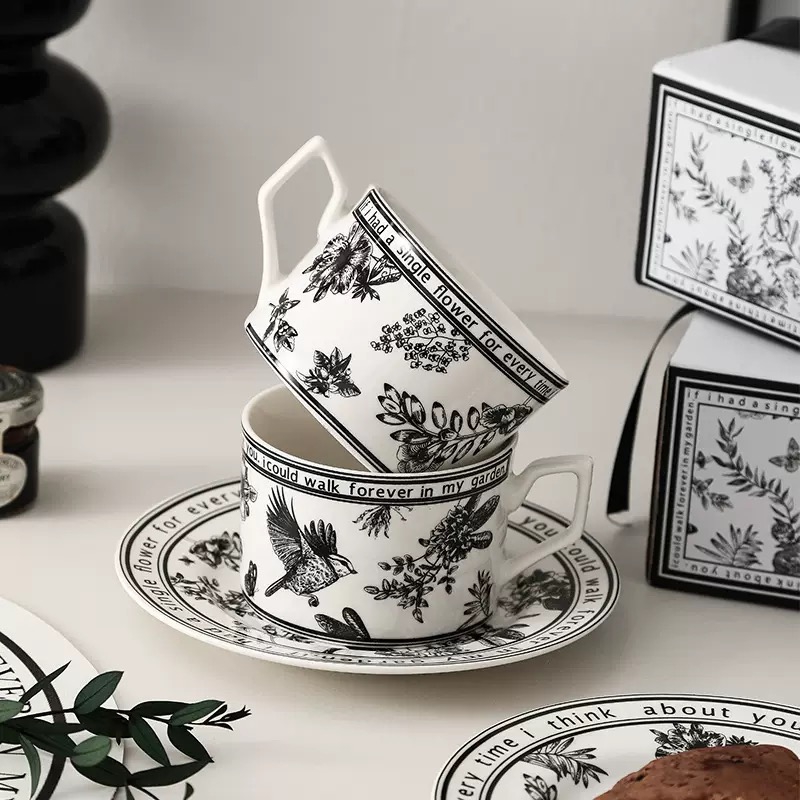 Chinese Cappuccino Porcelain Ceramic Cup Coffee & Tea Sets With Saucer