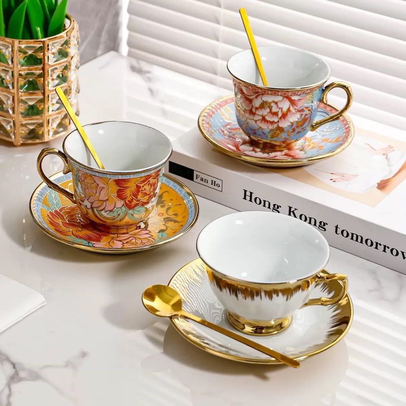 Thickened Cappuccino Latte Coffee Tea Cup and Saucer Set Reusable Ceramic Coffee Cup 