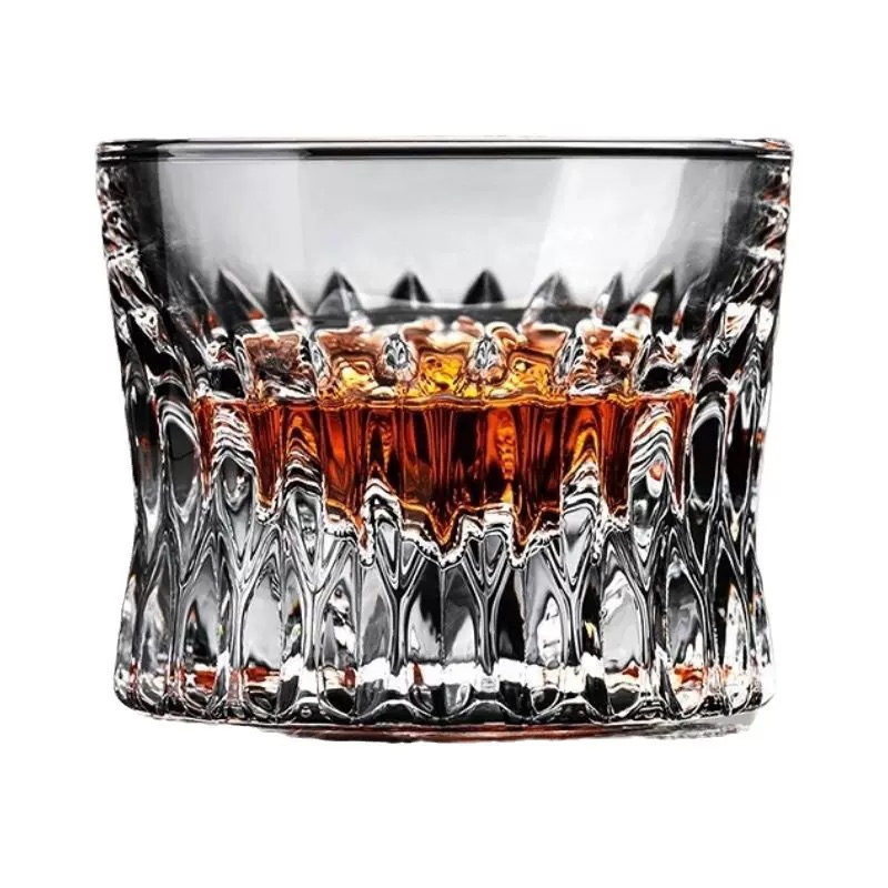 Clear Diamond Sleek Crystal Glass Whiskey Tumbler Dazzling Heavy Base Spirit Shot Glasses