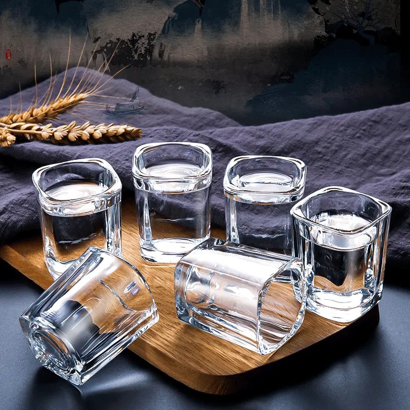 65ml 2oz Clear Shot Glass Cups Free Sample Wine Drinking Cups Square Shot Glasses for Bar Party
