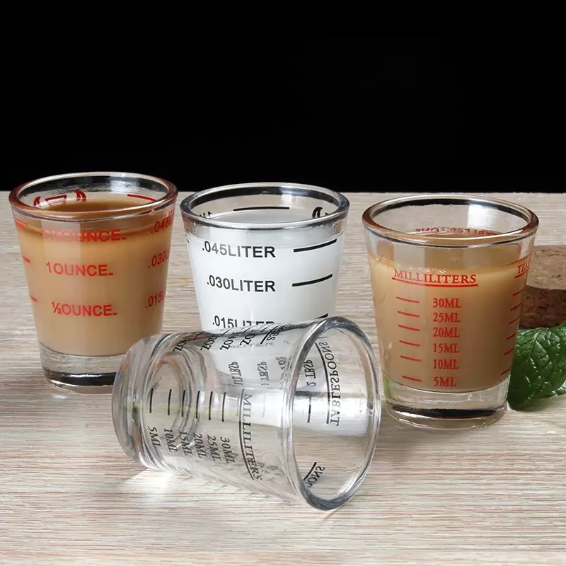 Glasses Measuring Cup Liquid Heavy Glass for Baristas 2oz for Single Shot of Ristrettos