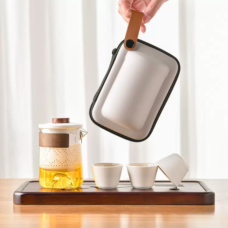 Ceramic Travel Tea Cup Set One Teapot With Three Cups
