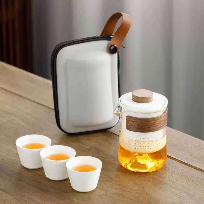 Eco-Friendly Glass Ceramic Travel Tea Cup Teapot Set Handmade Coffee Tea Drinkware 