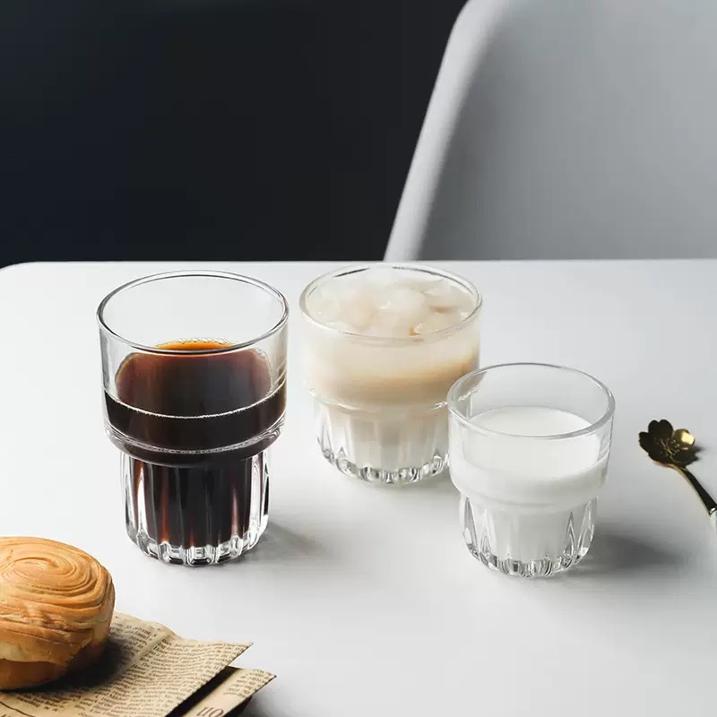 Wholesale Durable Glass Water Tumblers   Stackable Coffee Drinking Juice Glasses for Soda Milk Coke Beer