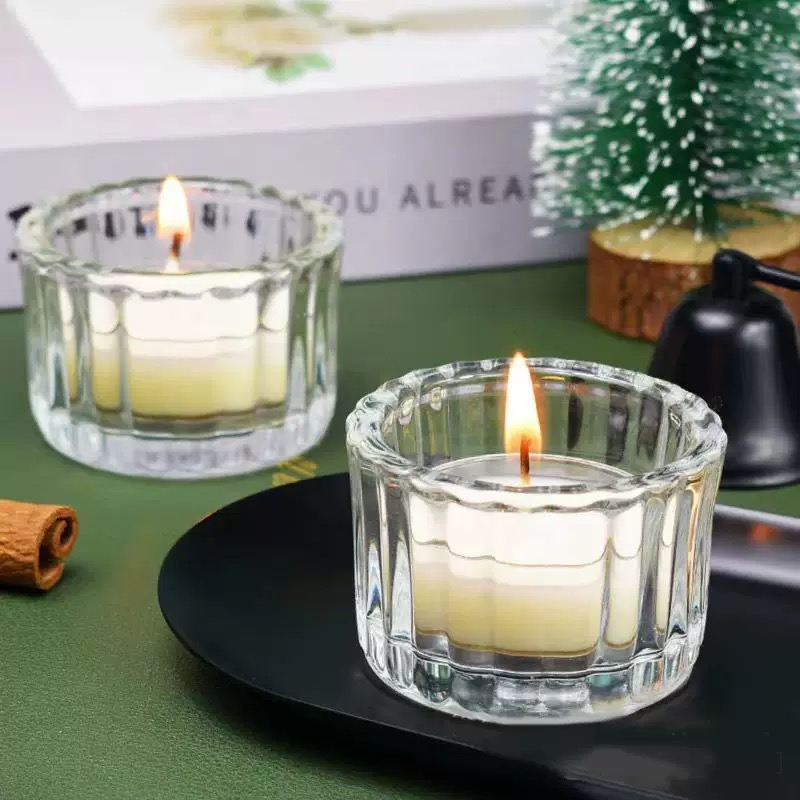 Unique Design Thick Transparent Glass Candle Jars Empty Glass Candle Holder for Making Candles