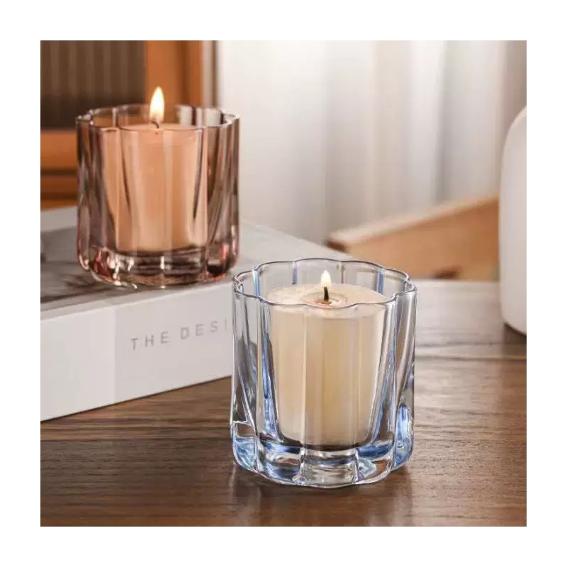 Empty Crystal 48ml Cut Cylinder Clear for Home Decoration Tealight Glass Holder
