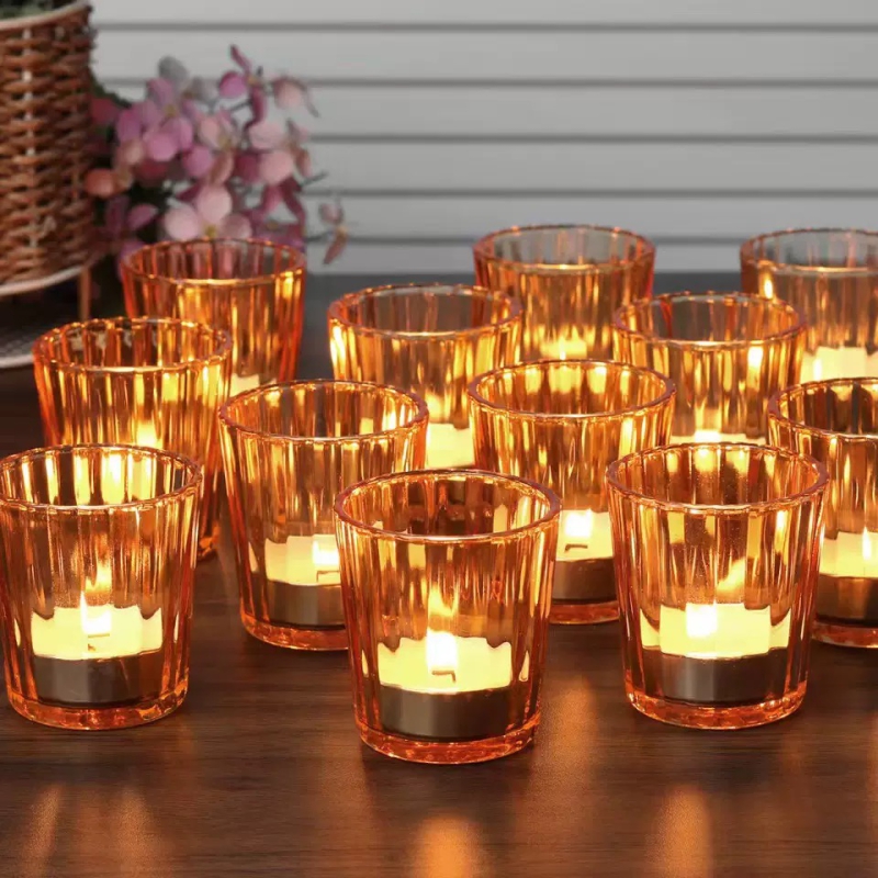 Round Shape Clear Glass Candle Jar Tabletop Home Decor Tealight Modern Candle Holder Use With Candle Lights