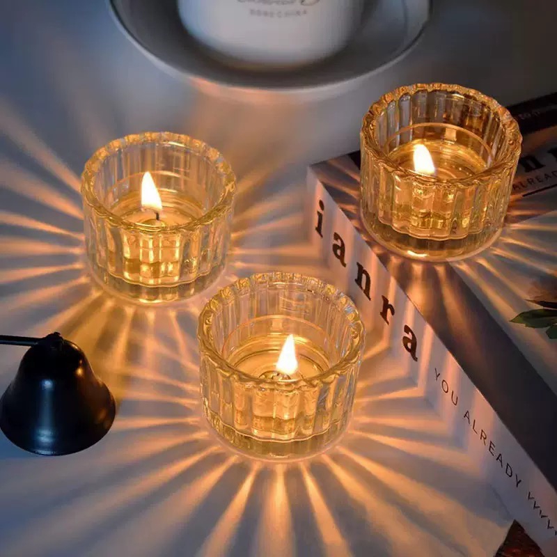 Elegant Clear Glass Votive & Tealight Candle Holders Decorative Candlesticks for Christmas Wedding Party 