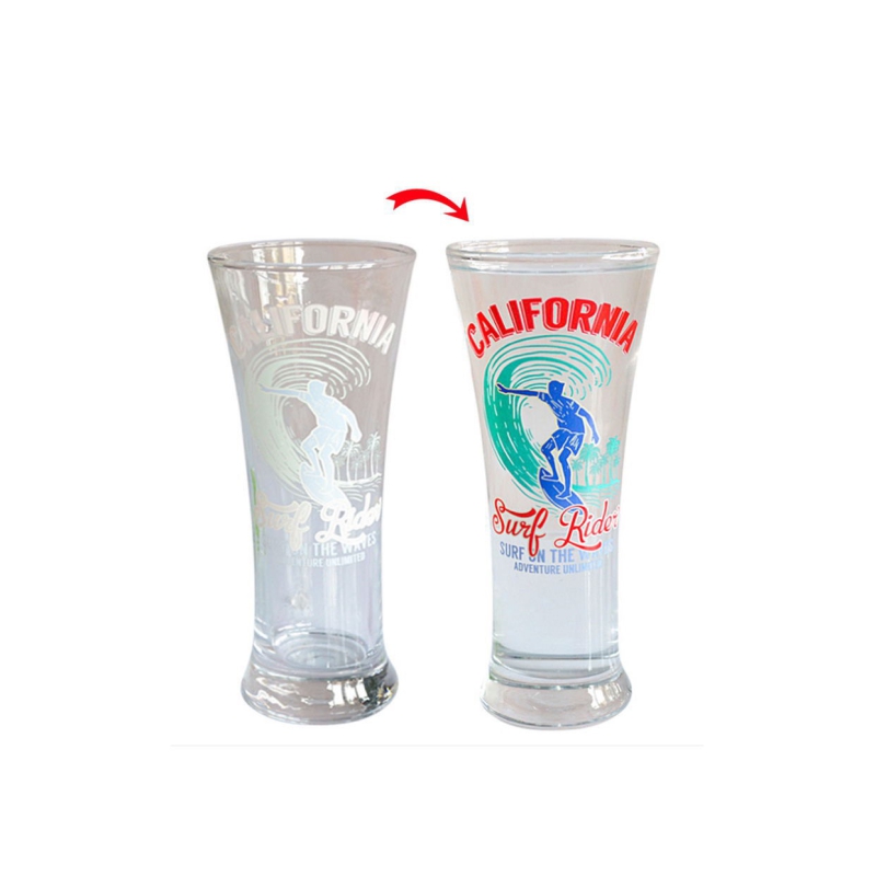 Wholesale Cold Drink Glass Cup Clear Glass Cups Magic Beer Mug Cold Color Changing Cup