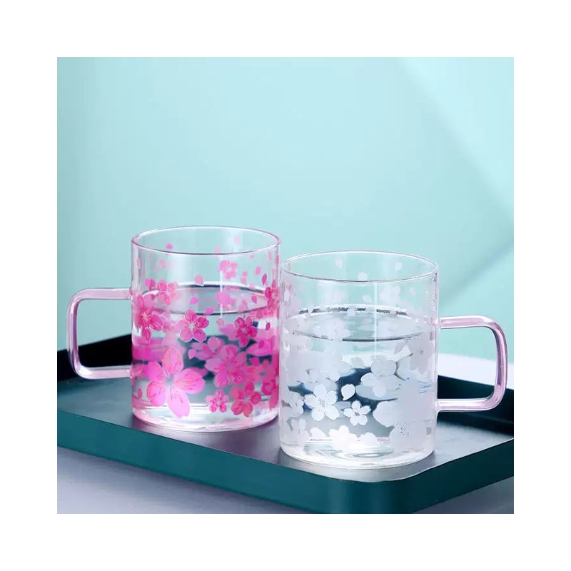 Heat sensitivity Color Changing Glass Cup with Handles for Tea Coffee Beer Glass Mug