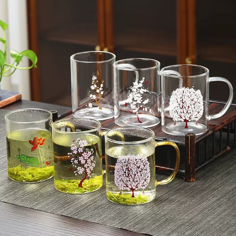 Large Capacity Handmade Clear Glass Drinking Coffee Cup With Color Change