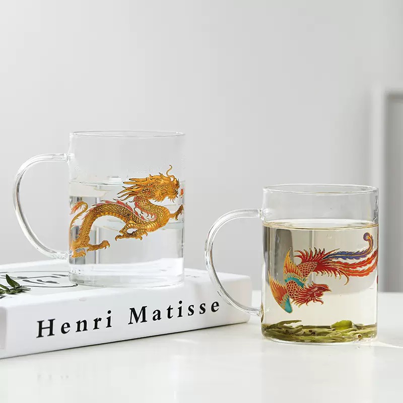 Heat-Sensitive Color Changing Glass Mug Reusable Handle Mug for Coffee Tea