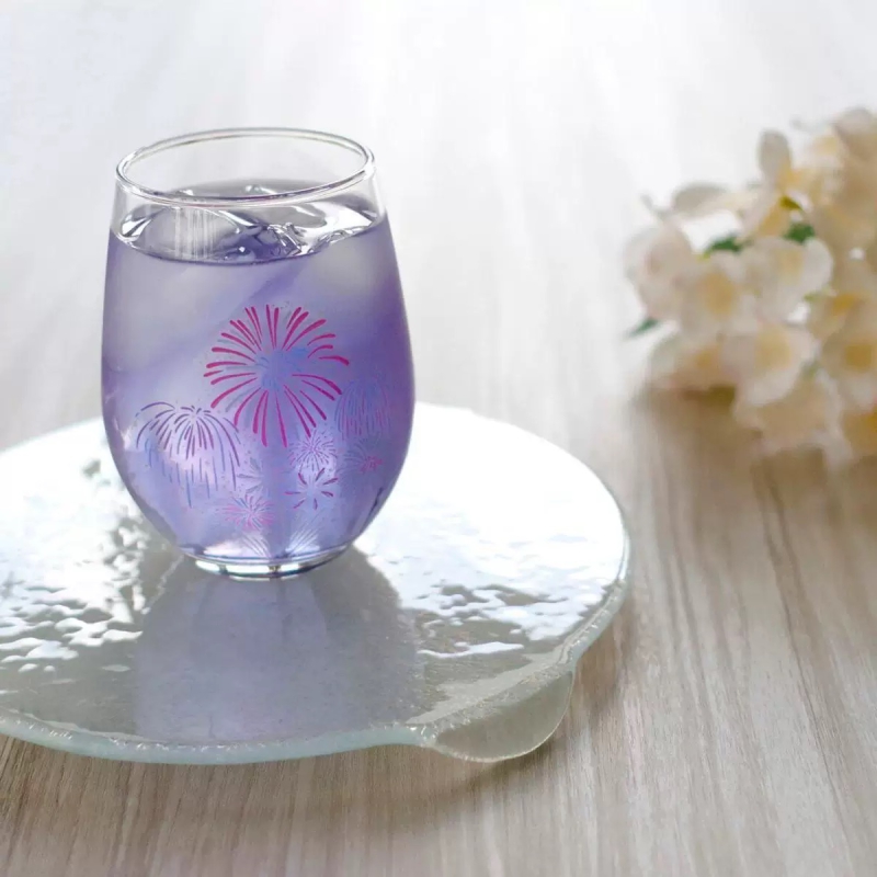 Handmade High Borosilicate plum Blossom Pattern 4 Pieces Coffee Can Shaped Glass Cup
