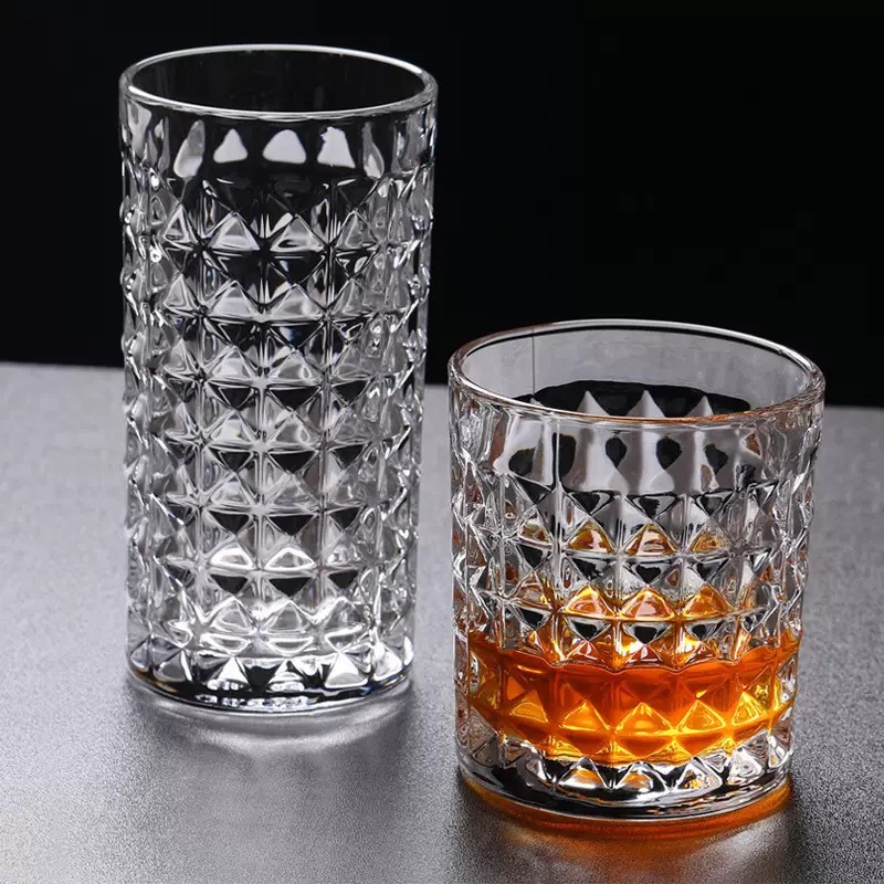 Old Fashioned Whiskey Glasses Luxury Diamond Crystal Shot Glass for Whisky Modern Vintage Design