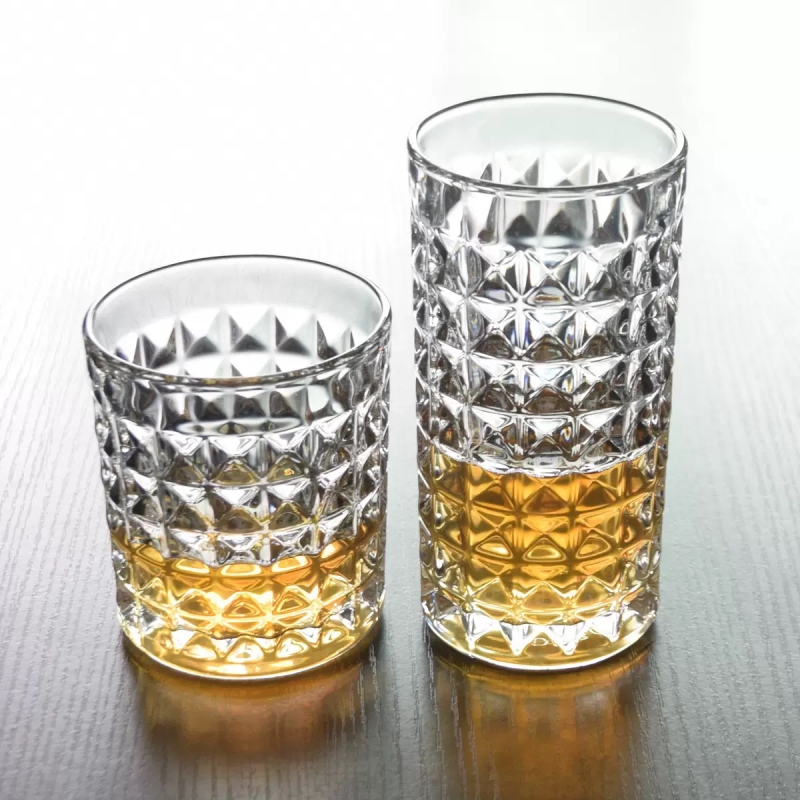 Customized Engraved Diamond Pattern Crystal Whiskey Glass Tumbler Old Fashioned Bourbon Glasses Wine Cup