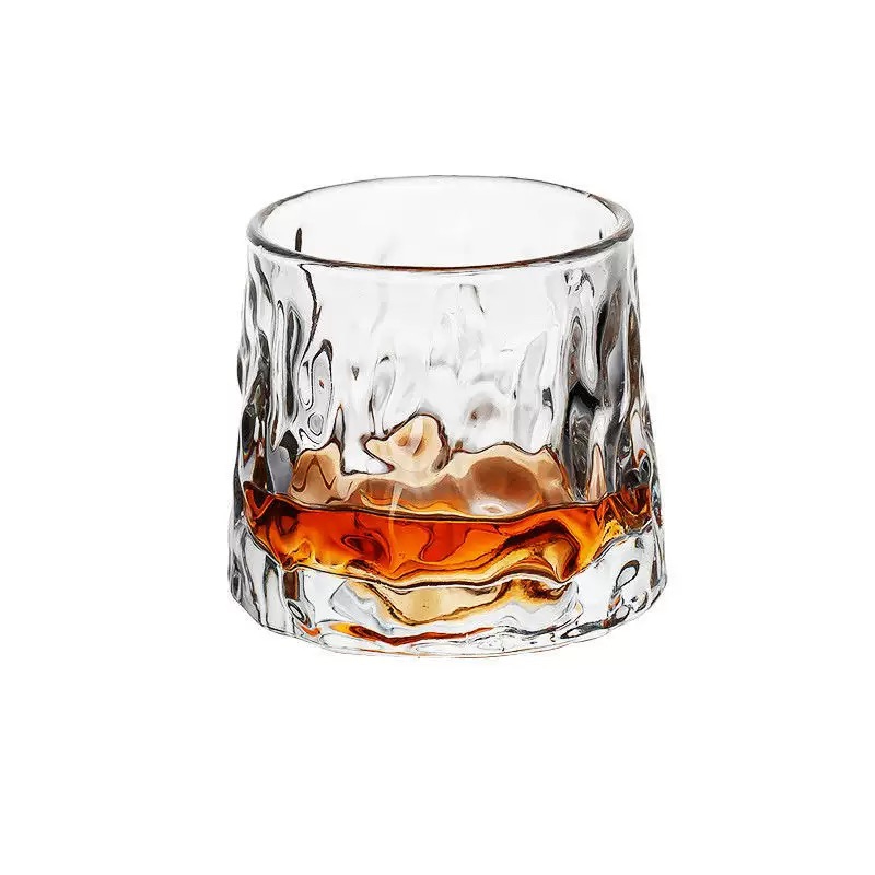 Unique Arched Convex Bottoms Design Spinning Rotating Crystal  Whiskey Glasses