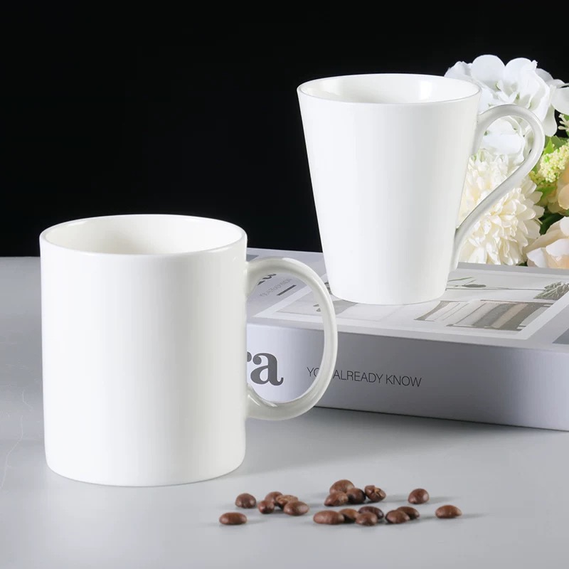 Ceramic Coffee Mugs Eco-Friendly Sublimation Mug with Lid for Milk White Blank Cups Custom Printing
