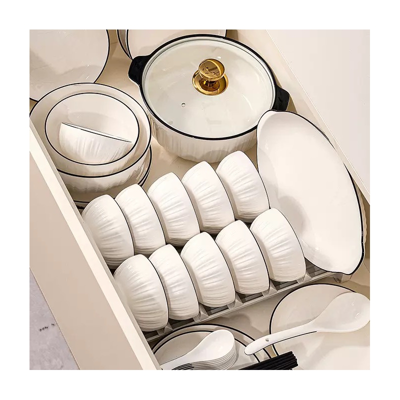 High Sense Pure White Minimalist Dish Ceramic Rice Full Set Bowl and Plate 