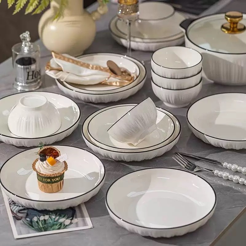 Plates Sets Dinnerware Ceramic Bowl Plate for Restaurant Home Weeding