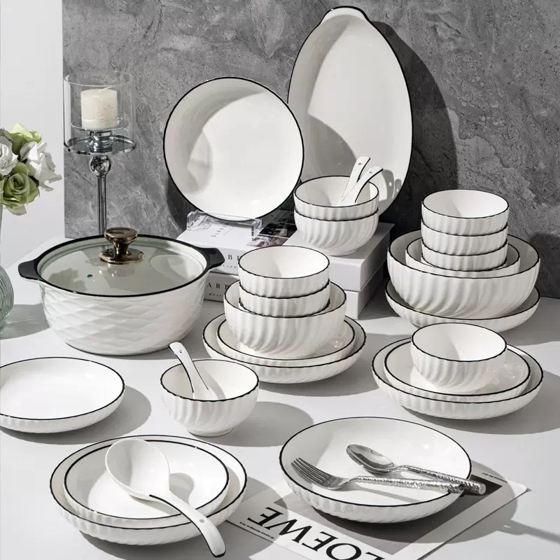OEM Dinning Plates Ceramic Porcelain Dinner Dinnerware Set