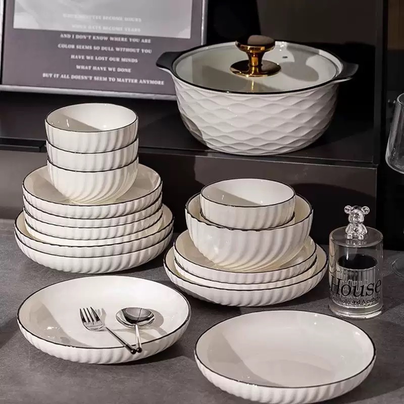Ceramic Tableware Set Rice Bowl Plate Fish Plate Dinner Plate Soup Noodle Bowl Single Soup Noodle
