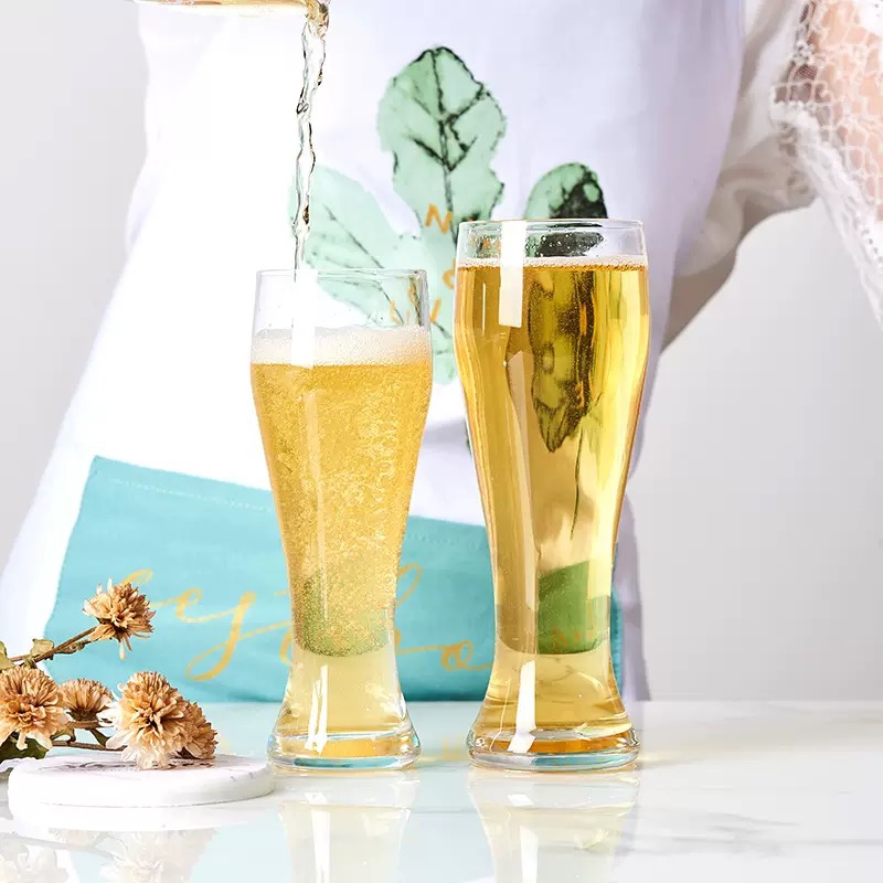 Dinking Can Shaped Glass Glassware With Bamboo Lid Straw Drink Tea Set